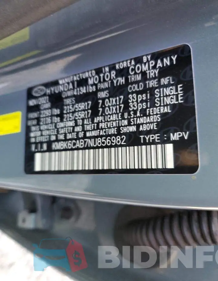 KM8K6CAB7NU856982 Photo# 13