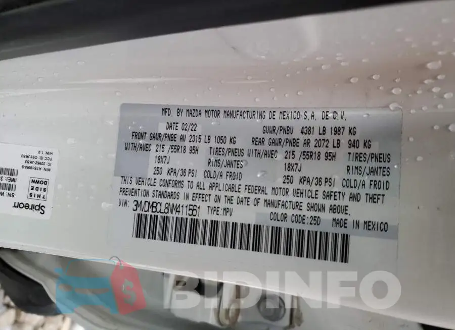 3MVDMBCL8NM411561 Photo# 12