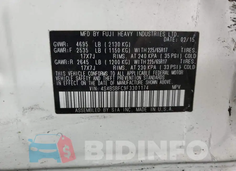 4S4BSBFC9F3301174 Photo# 13