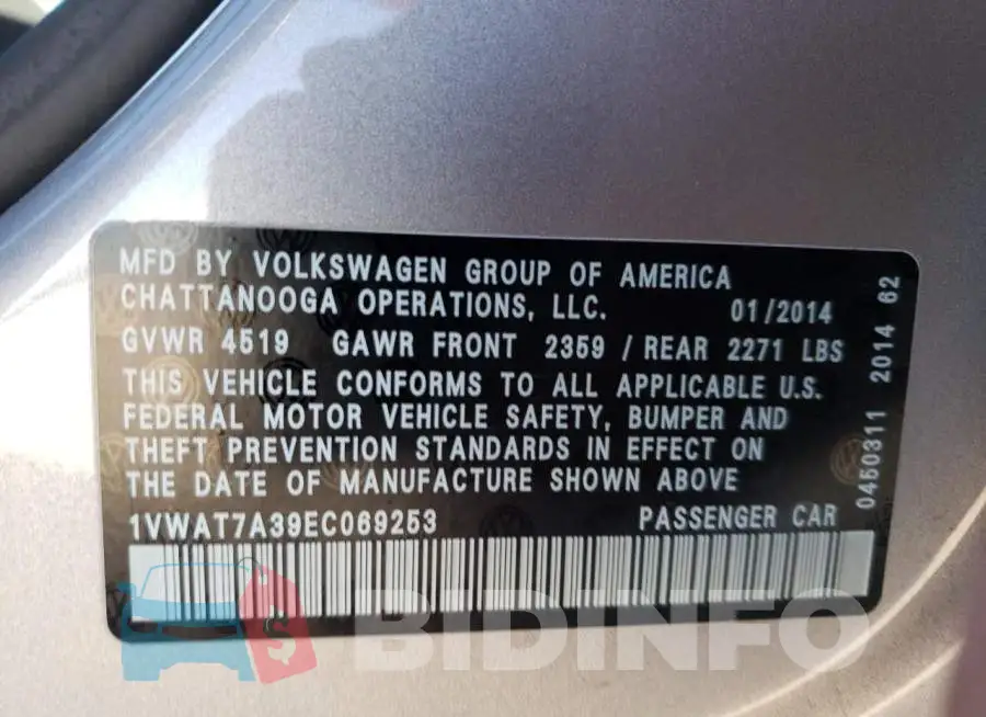 1VWAT7A39EC069253 Photo# 12
