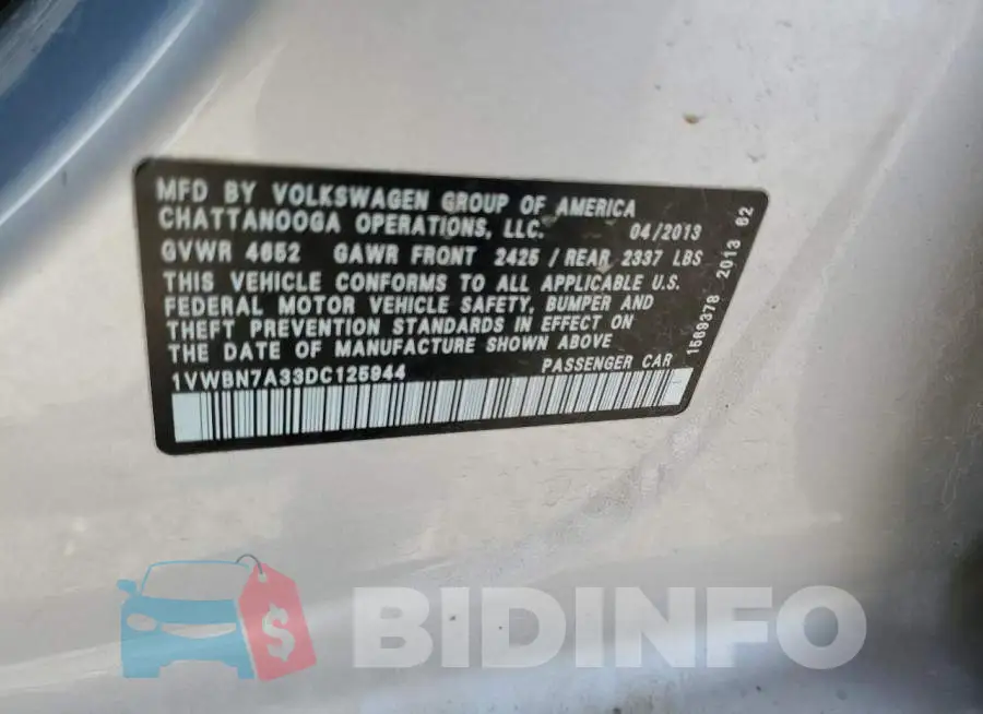 1VWBN7A33DC125944 Photo# 10