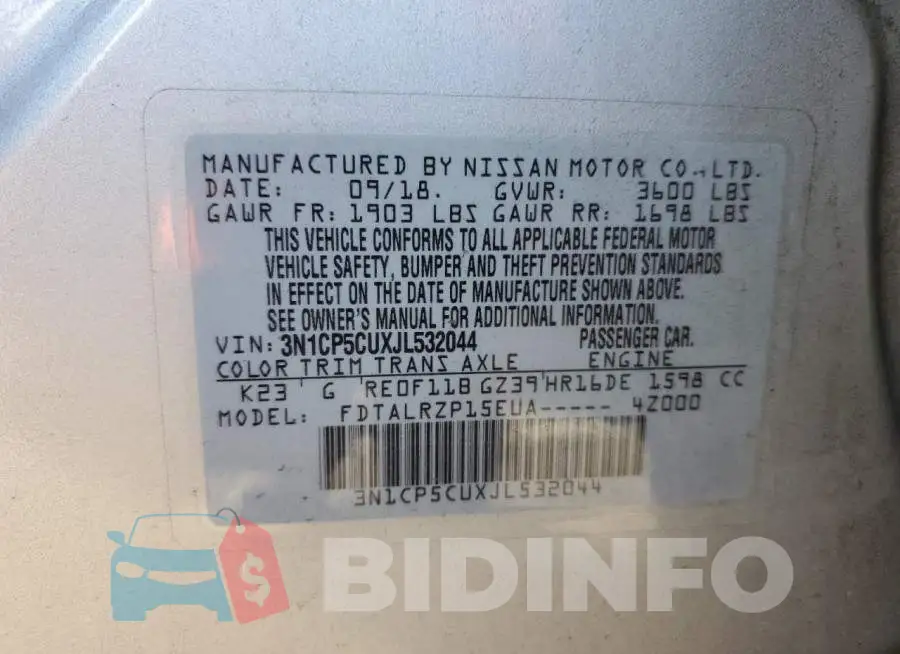 3N1CP5CUXJL532044 Photo# 14