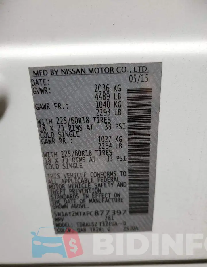 5N1AT2MTXFC877397 Photo# 10