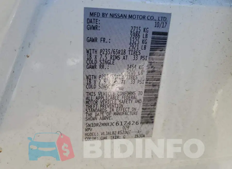 5N1DR2MNXJC617426 Photo# 13