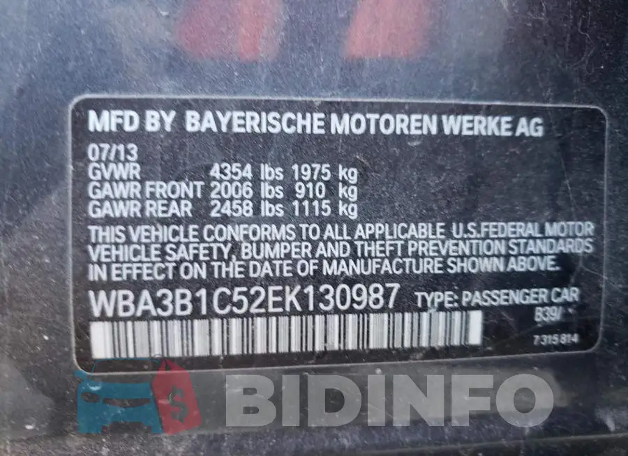 WBA3B1C52EK130987 Photo# 12