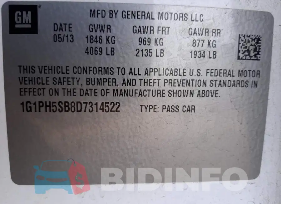 1G1PH5SB8D7314522 Photo# 13