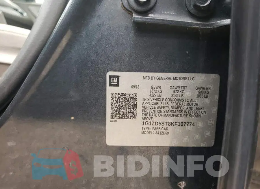 1G1ZD5ST8KF107774 Photo# 10