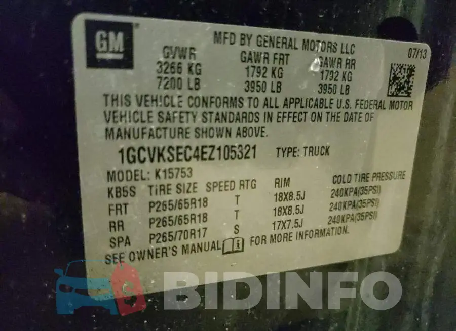 1GCVKSEC4EZ105321 Photo# 10