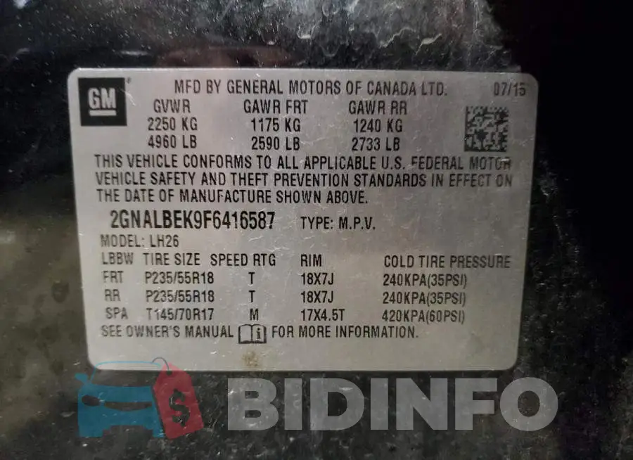 2GNALBEK9F6416587 Photo# 13