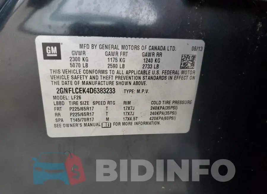 2GNFLCEK4D6383233 Photo# 13