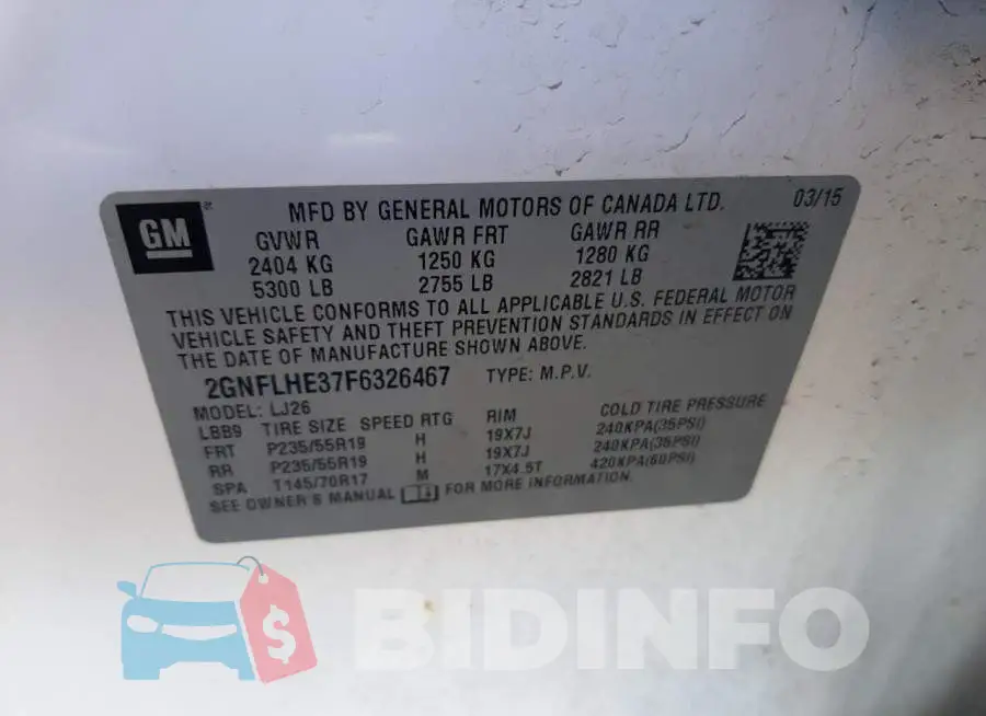 2GNFLHE37F6326467 Photo# 14