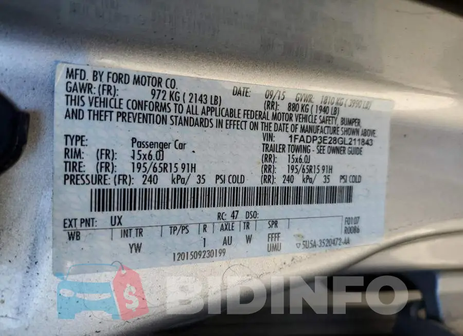 1FADP3E28GL211843 Photo# 12