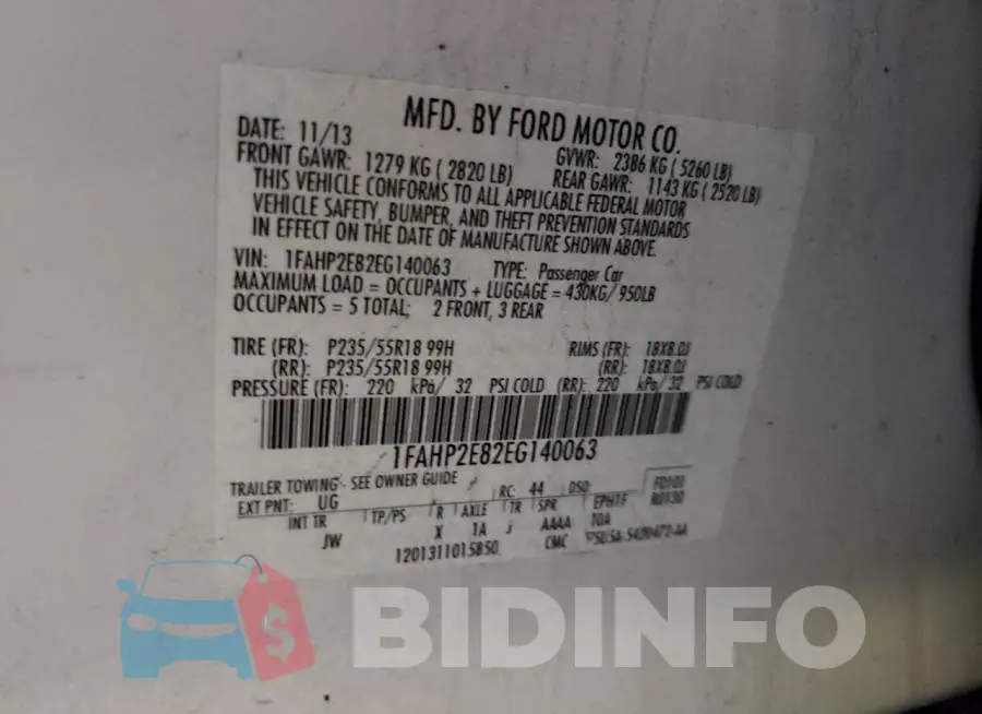 1FAHP2E82EG140063 Photo# 12