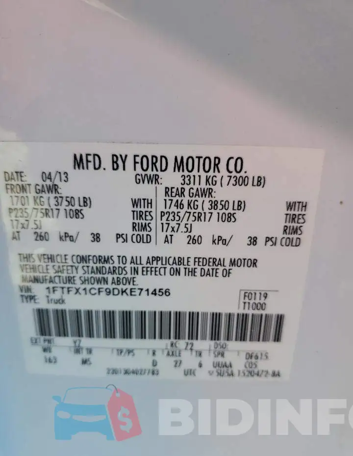 1FTFX1CF9DKE71456 Photo# 12