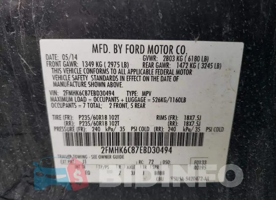 2FMHK6C87EBD30494 Photo# 13