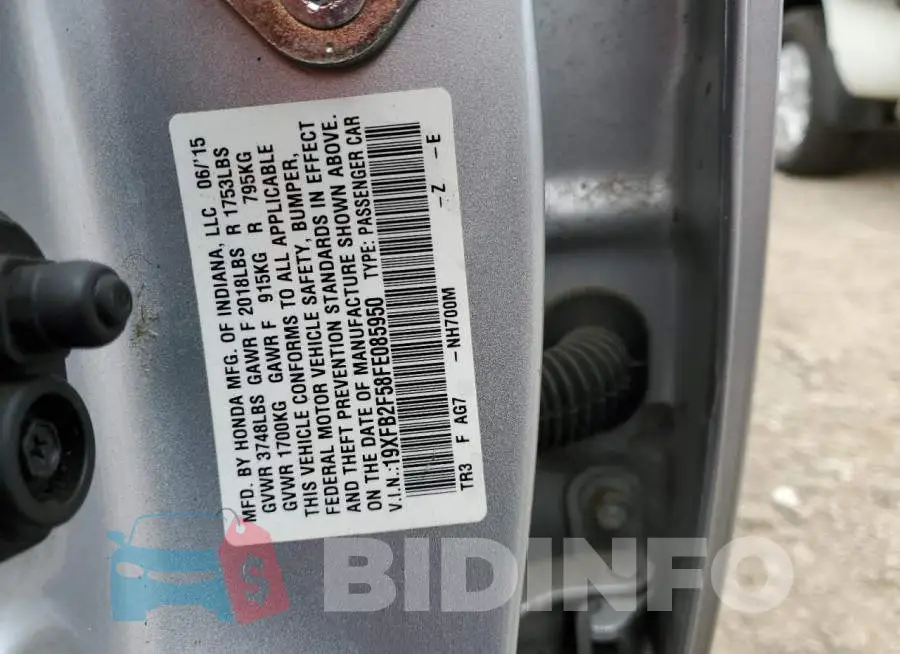 19XFB2F58FE085950 Photo# 10