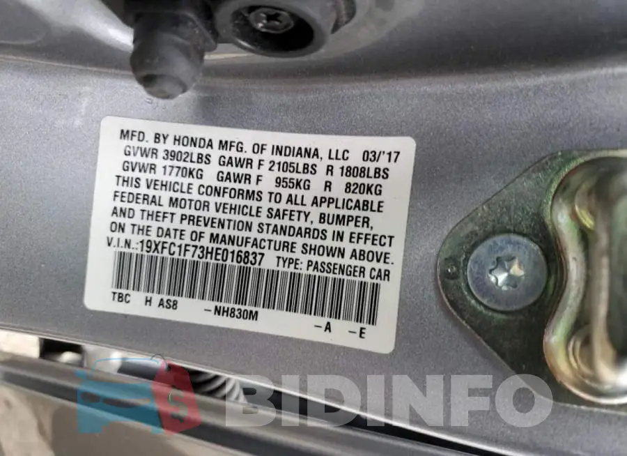 19XFC1F73HE016837 Photo# 12