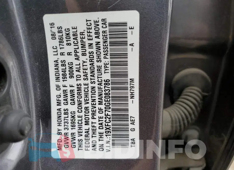 19XFC2F70GE083786 Photo# 10
