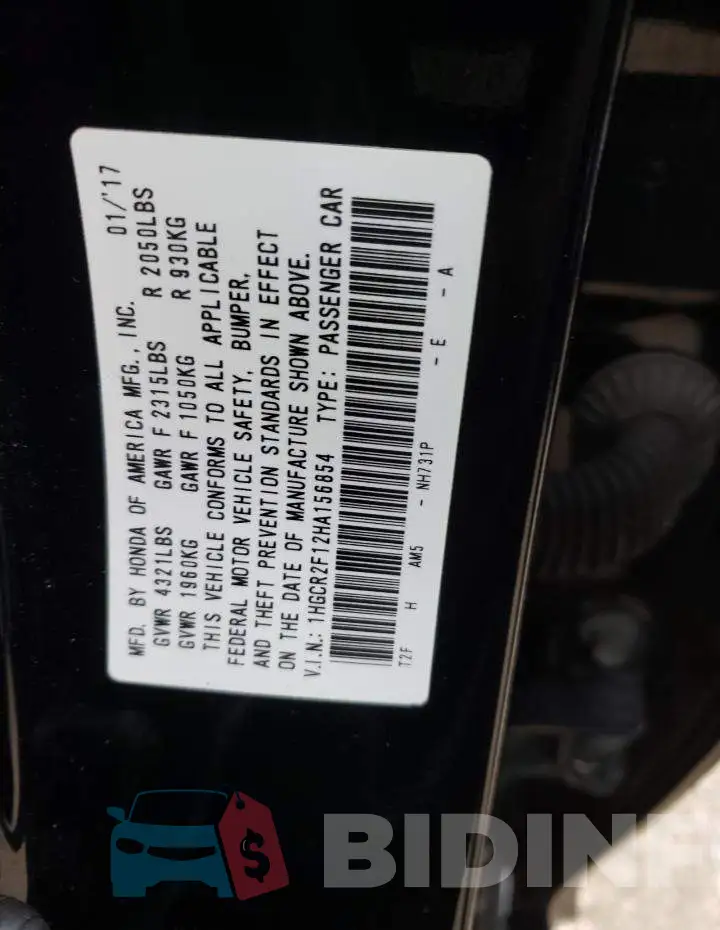 1HGCR2F12HA156854 Photo# 12