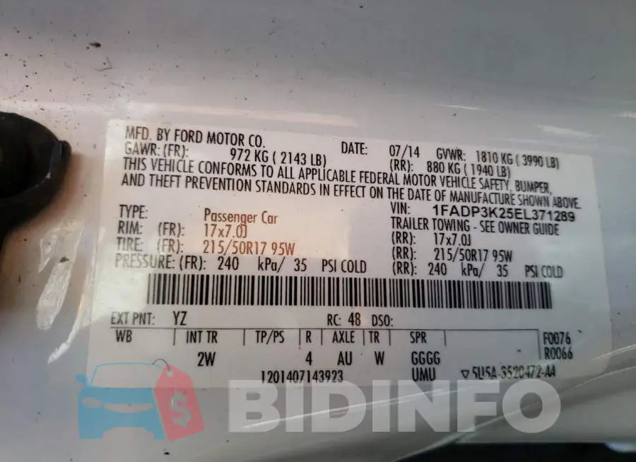 1FADP3K25EL371289 Photo# 10
