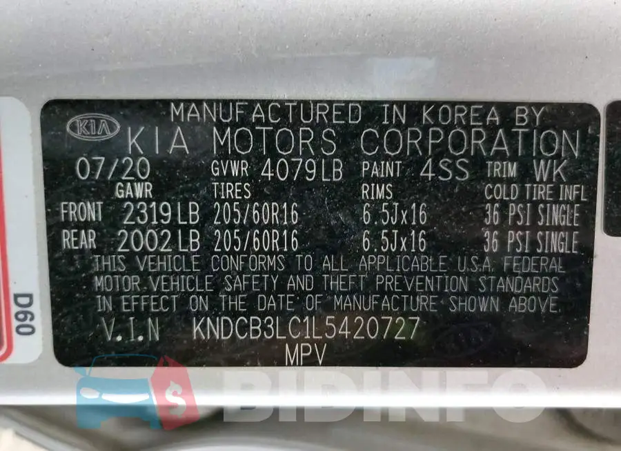 KNDCB3LC1L5420727 Photo# 10