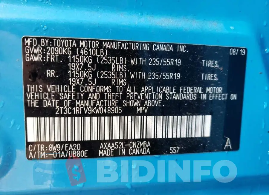 2T3C1RFV9KW048905 Photo# 10