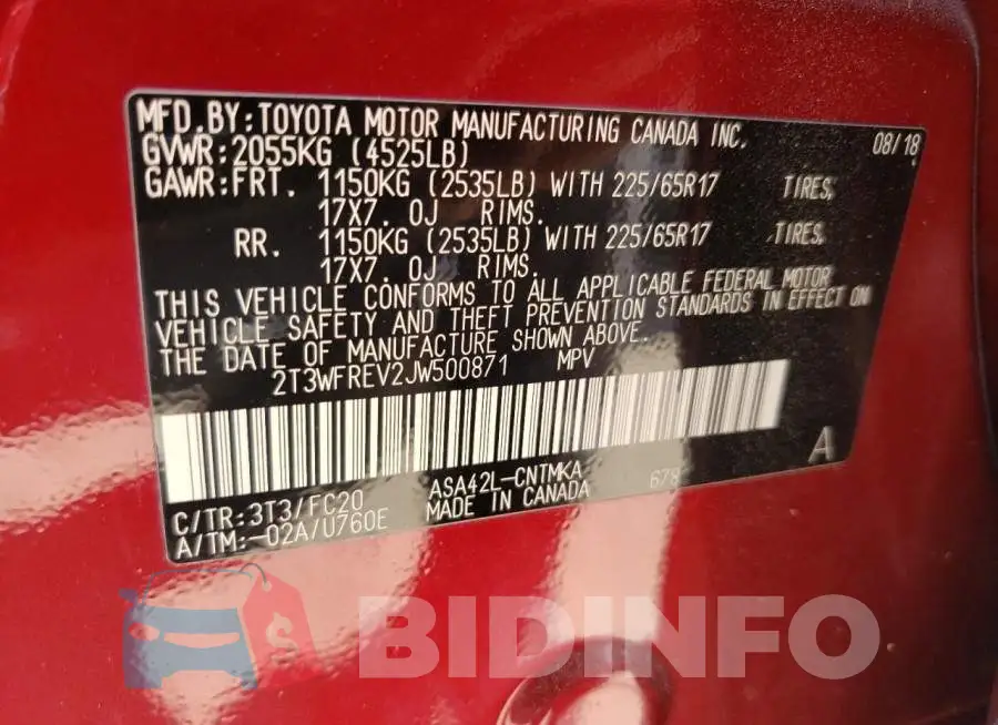 2T3WFREV2JW500871 Photo# 10