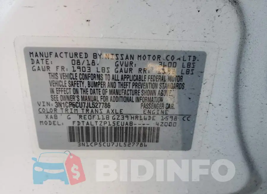 3N1CP5CU7JL527786 Photo# 14