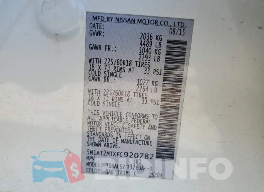 5N1AT2MTXFC920782 Photo# 10