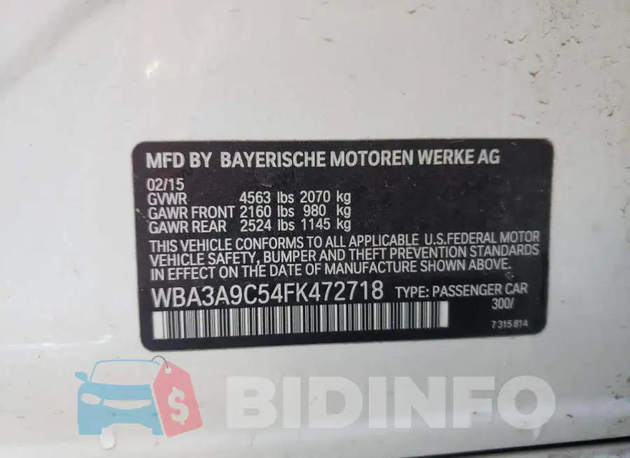 WBA3A9C54FK472718 Photo# 10