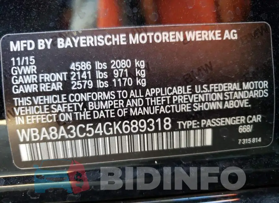WBA8A3C54GK689318 Photo# 12