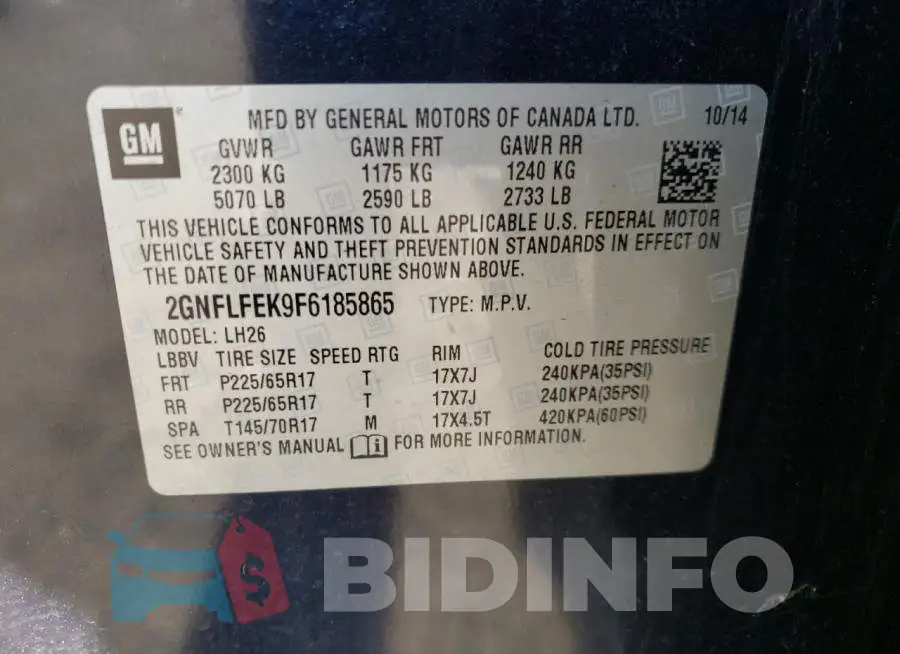 2GNFLFEK9F6185865 Photo# 14