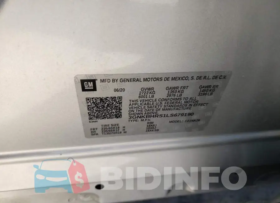 3GNKBHRS1LS679190 Photo# 14
