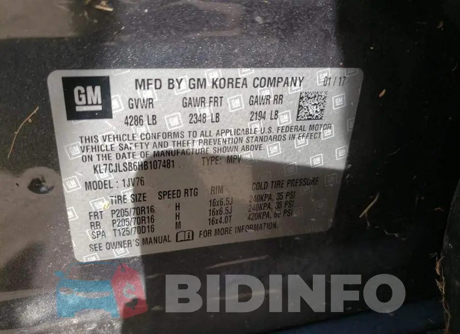 KL7CJLSB6HB107481 Photo# 10