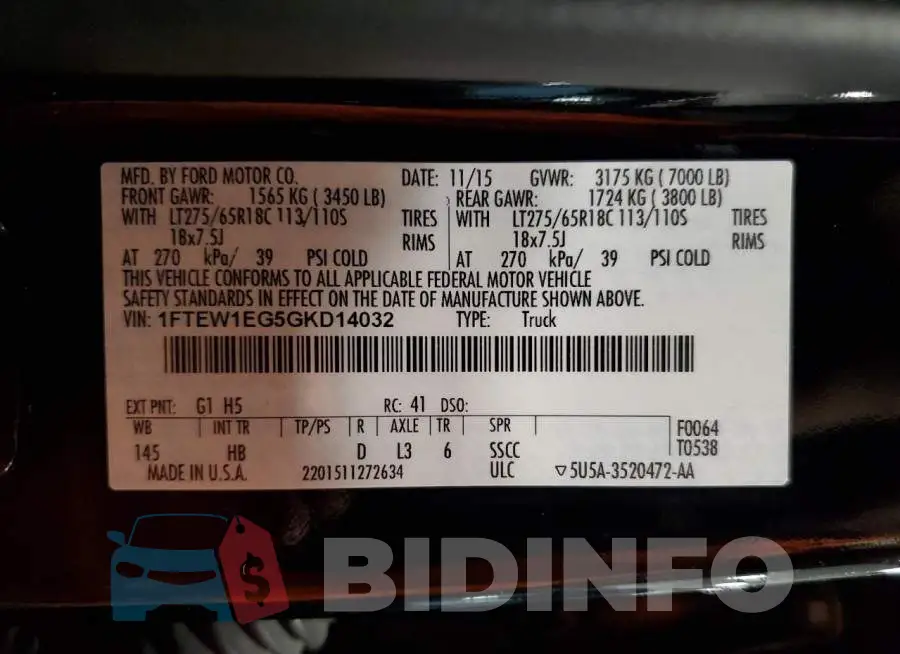 1FTEW1EG5GKD14032 Photo# 12