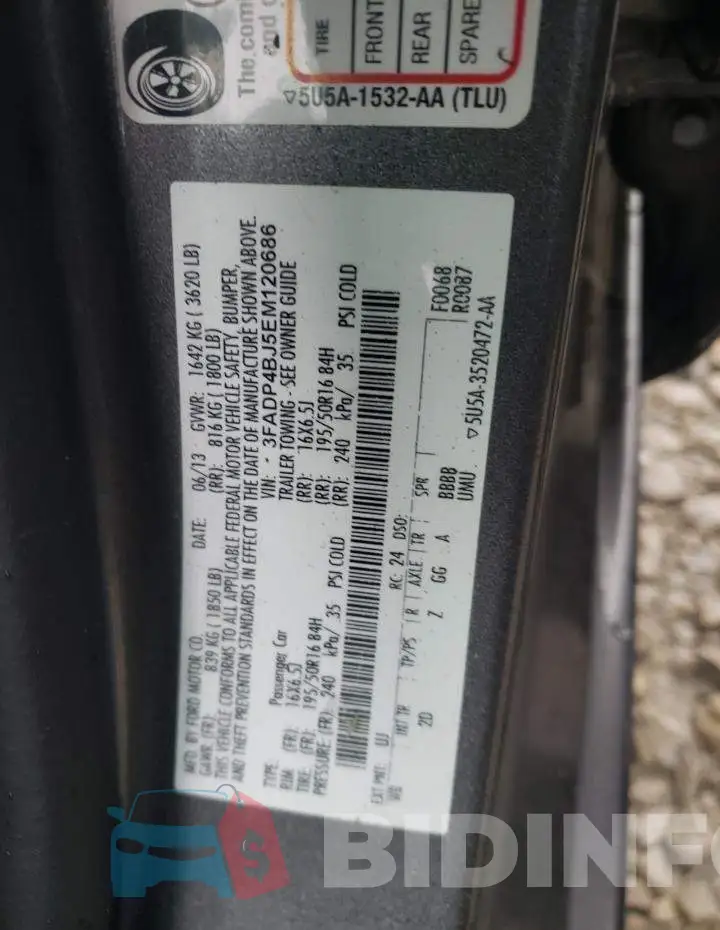 3FADP4BJ5EM120686 Photo# 10