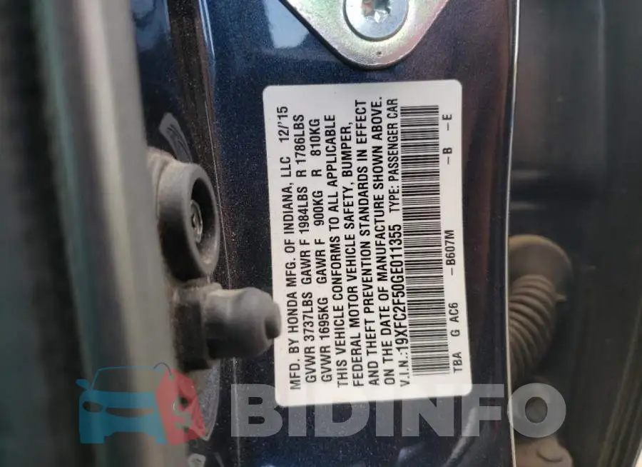 19XFC2F50GE011355 Photo# 12