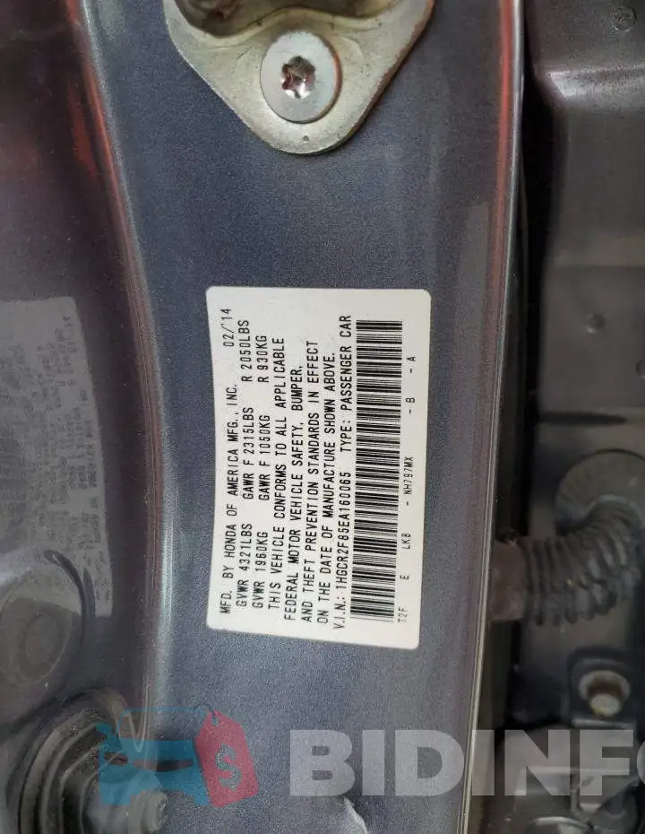 1HGCR2F85EA160065 Photo# 10