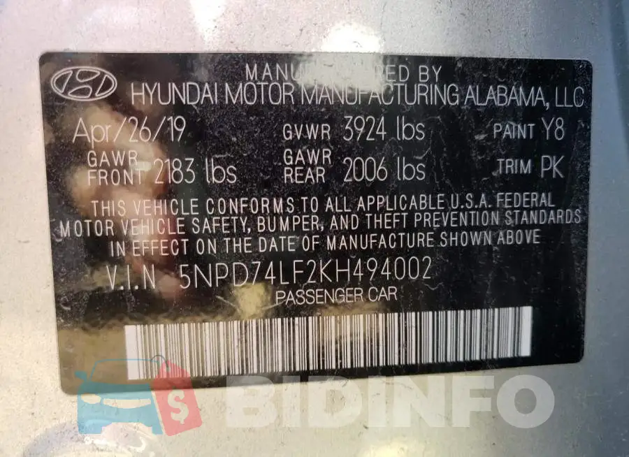 5NPD74LF2KH494002 Photo# 10