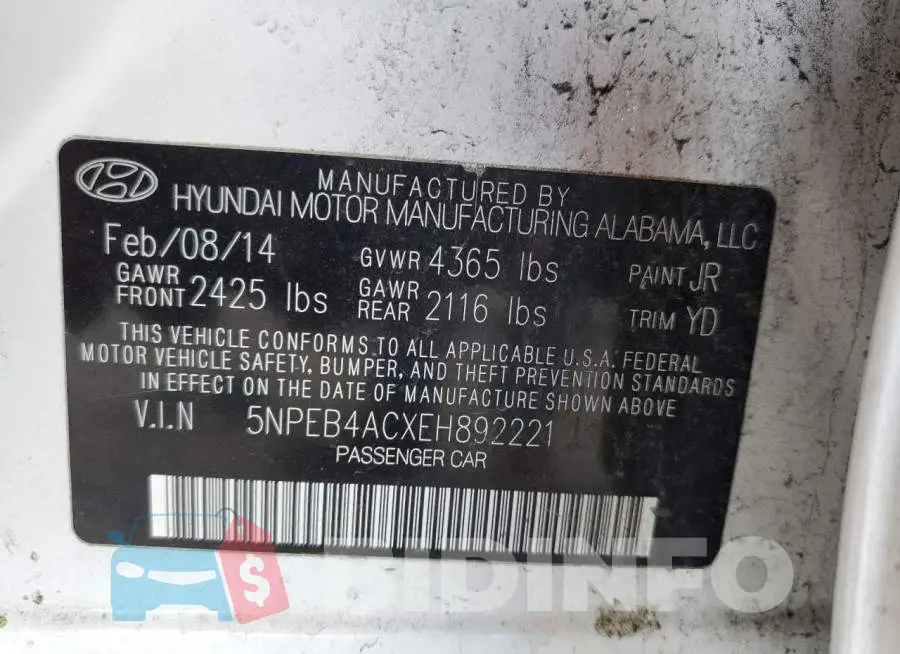 5NPEB4ACXEH892221 Photo# 12