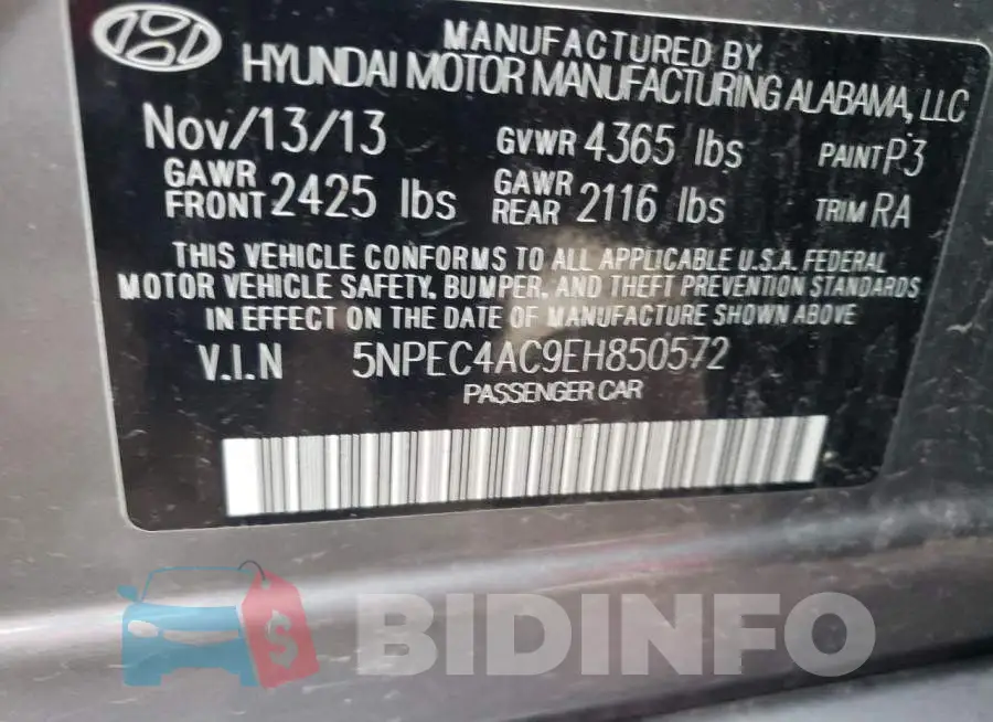5NPEC4AC9EH850572 Photo# 10