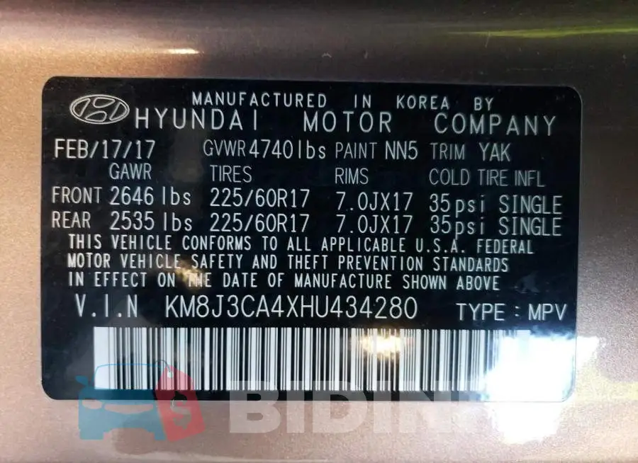 KM8J3CA4XHU434280 Photo# 14