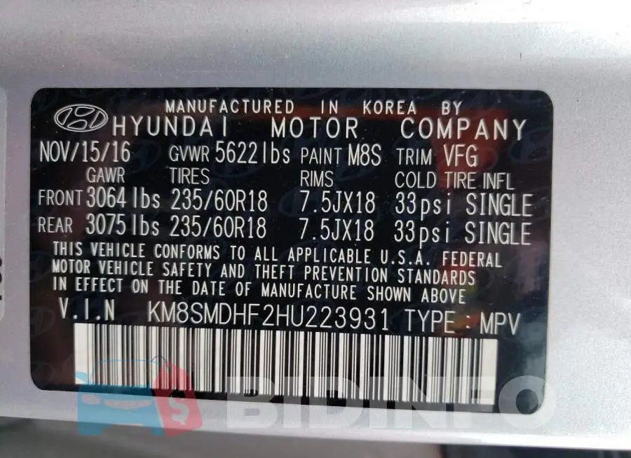 KM8SMDHF2HU223931 Photo# 13