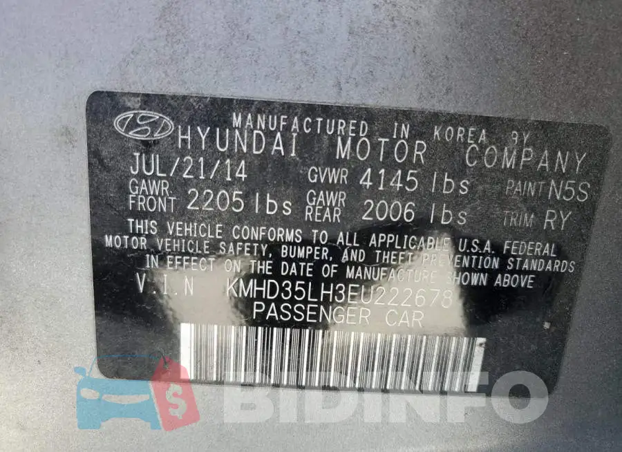 KMHD35LH3EU222678 Photo# 12