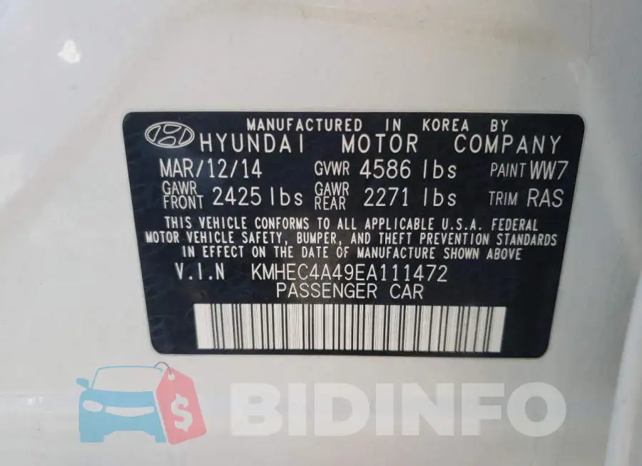 KMHEC4A49EA111472 Photo# 12
