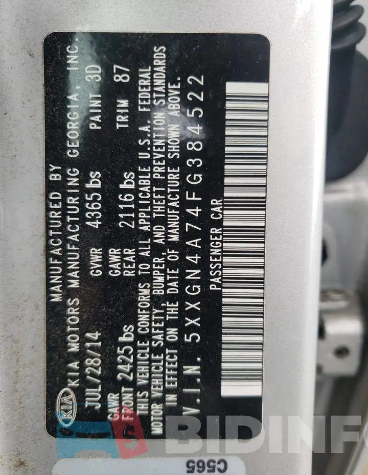 5XXGN4A74FG384522 Photo# 10