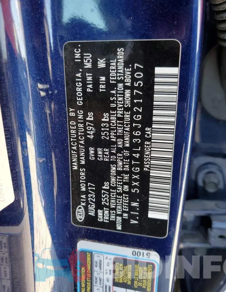 5XXGT4L36JG217507 Photo# 10