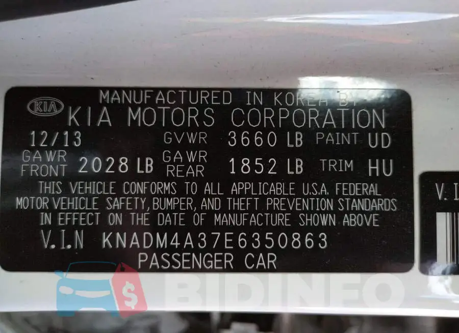 KNADM4A37E6350863 Photo# 13