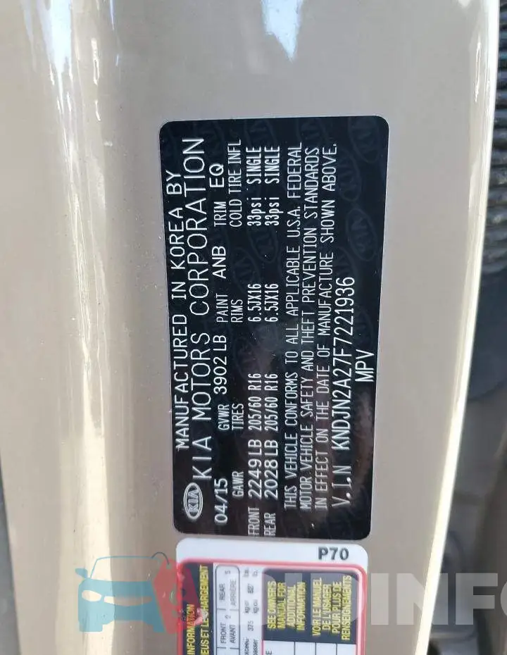 KNDJN2A27F7221936 Photo# 13