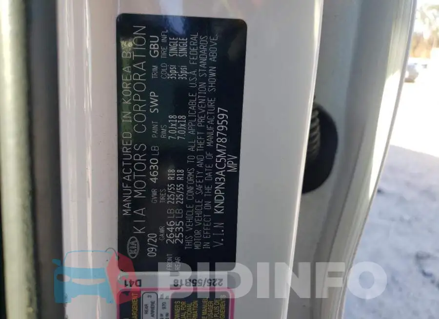 KNDPN3AC5M7879597 Photo# 13